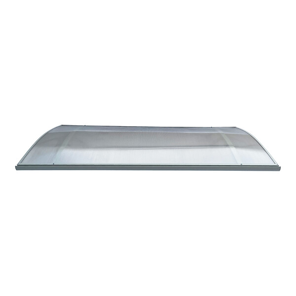 STARKEDACH - Auvent à cadre en aluminium STARKEDACH L-160 courbé 160x100 cm, cadre Gris clair RAL 7035, revêtement polycarbonate 6 mm transparent - large