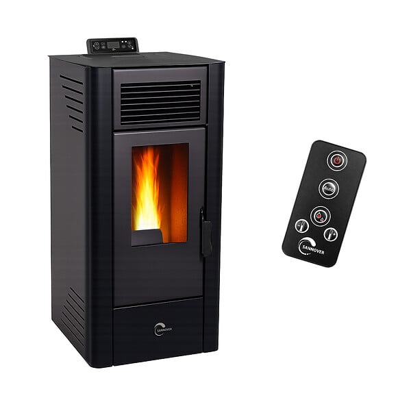 SANNOVER - Poêle à granulés étanche Anita 11,6 kW Noir Sannover + Kit d'installation - large