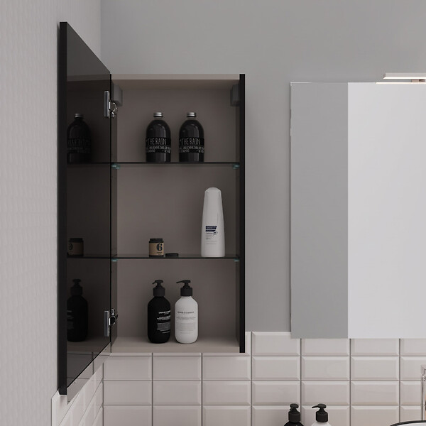 PLANETE BAIN - Armoire de salle de bain 40x80 Noire brillante à suspendre - large