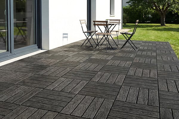 CASANOOV - Casanoov Lot de 30 dalles clipsables terrasse en composite JURA effet bois gris 30x30 cm - large