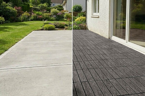 CASANOOV - Casanoov Lot de 30 dalles clipsables terrasse en composite JURA effet bois gris 30x30 cm - large