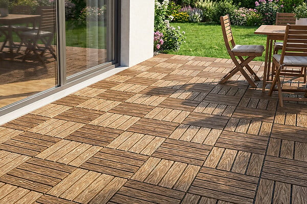 CASANOOV - Casanoov Lot de 30 dalles clipsables terrasse en composite JURA teck 30x30 cm - large