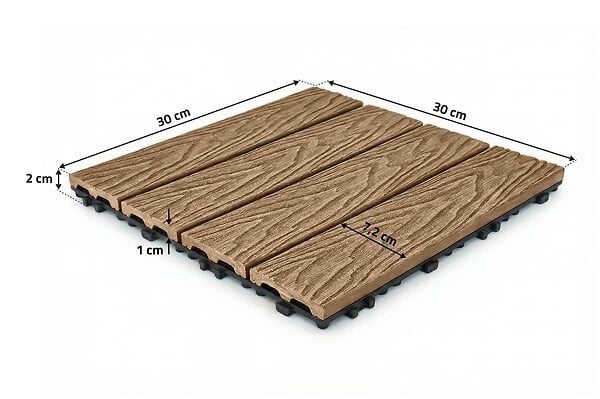 CASANOOV - Casanoov Lot de 30 dalles clipsables terrasse en composite JURA teck 30x30 cm - large