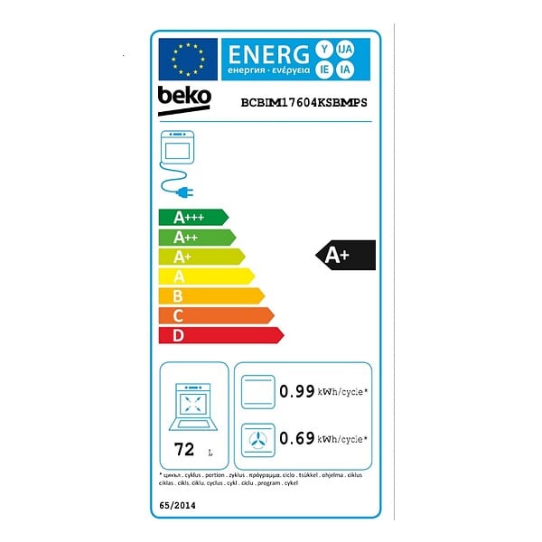 BEKO - Four Intégrable 72l 60cm Pyrolyse Noir - BCBIM17604KSBMPS - large