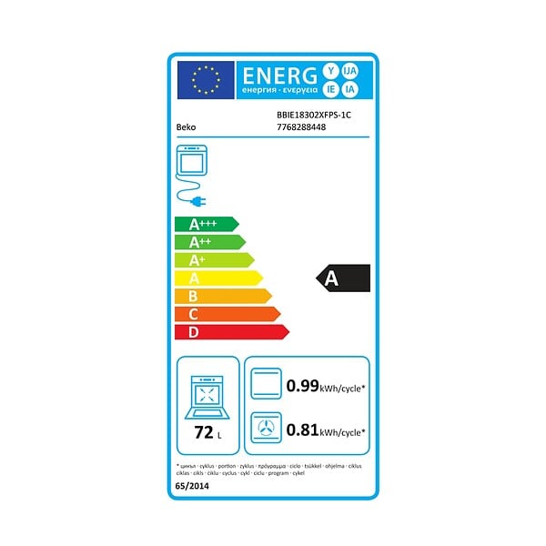 BEKO - Four Intégrable 72l 60cm Noir - BBIE18302XFPS-1C - large