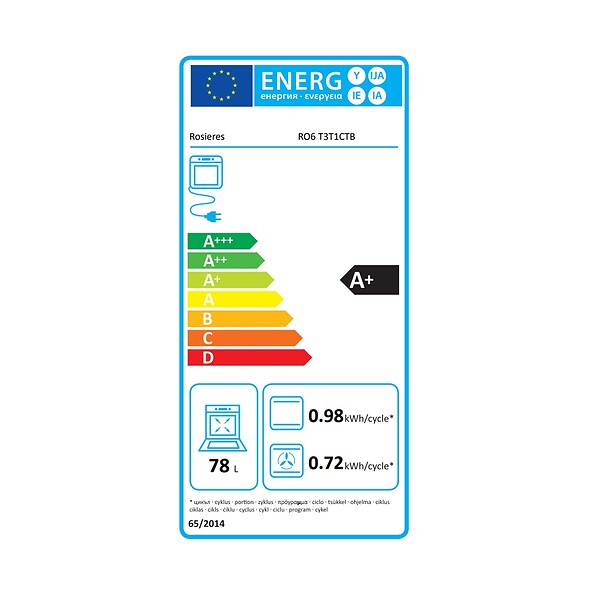 ROSIERES - Four Intégrable 78l 60cm Catalyse Noir - RO6T3T1CTB - large