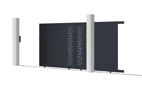 CASANOOV - Casanoov Portail coulissant 3 m ARLBERG H.180  cm aluminium gris - large