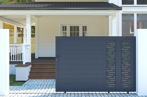 CASANOOV - Casanoov Portail coulissant 3 m ARLBERG H.180  cm aluminium gris - large