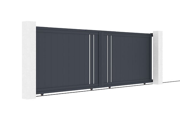 CASANOOV - Casanoov Portail coulissant 4 m GIONA H.140  cm alu gris + Portillon 1M CIMONE H.140  cm alu - large