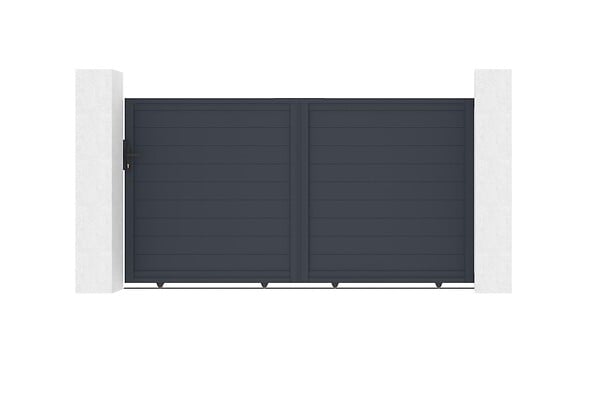 CASANOOV - Casanoov Portail coulissant 3 m EIGER H.160  cm + 2 poteaux aluminium gris ELDA - large
