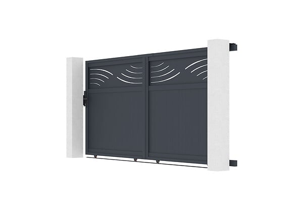 CASANOOV - Casanoov Portail coulissant 3,7 m HALTI H.160  cm aluminium gris - large
