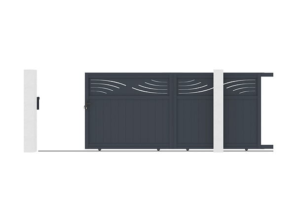 CASANOOV - Casanoov Portail coulissant 3,7 m HALTI H.160  cm aluminium gris - large