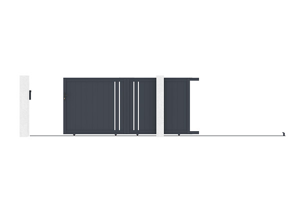 CASANOOV - Casanoov Portail coulissant 3,5 m GIONA H.160  cm aluminium gris - large