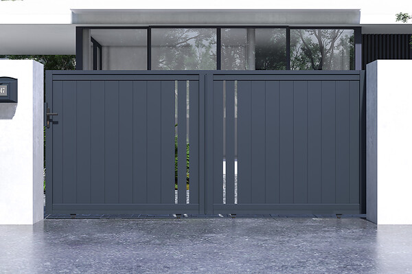 CASANOOV - Casanoov Portail coulissant 3,5 m GIONA H.160  cm aluminium gris - large