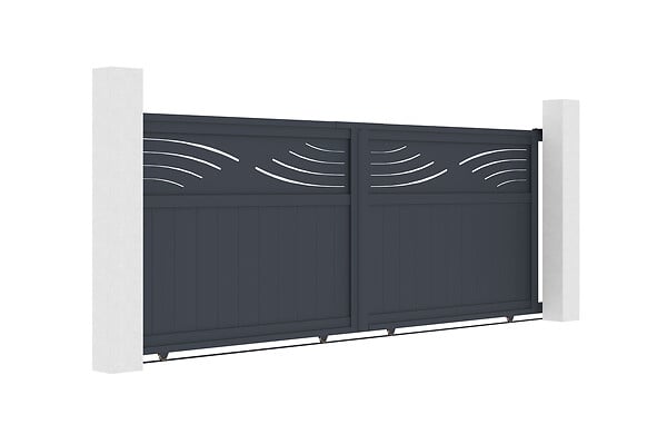 CASANOOV - Casanoov Portail coulissant 3,7 m HALTI H.140  cm aluminium gris - large