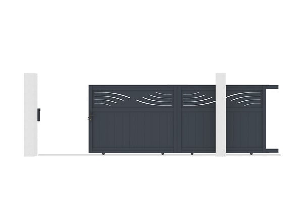 CASANOOV - Casanoov Portail coulissant 3,7 m HALTI H.140  cm aluminium gris - large