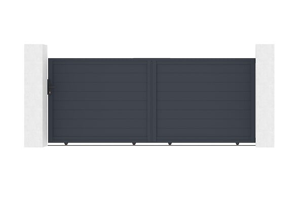 CASANOOV - Casanoov Portail coulissant 3,5 m EIGER H.140  cm + 2 poteaux aluminium gris ELDA - large