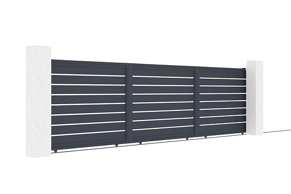 CASANOOV - Casanoov Portail coulissant 6 m vogel H.160  cm aluminium gris + Portillon Vogel H.160 gris - large