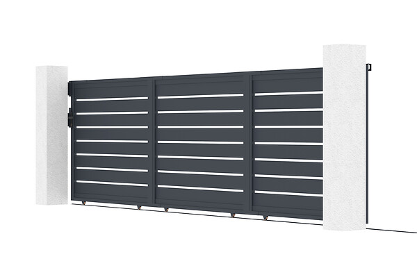 CASANOOV - Casanoov Portail coulissant 6 m vogel H.160  cm aluminium gris + Portillon Vogel H.160 gris - large