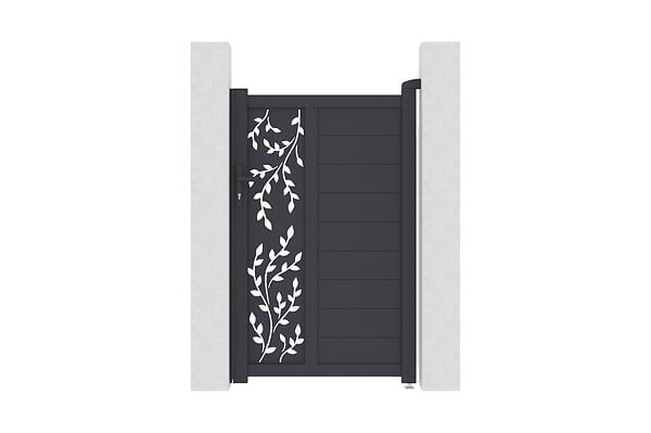 CASANOOV - Casanoov Portail coulissant 4 m FOLYA H.160  cm + Portillon 1m FOLYA aluminium gris H.160 cm - large