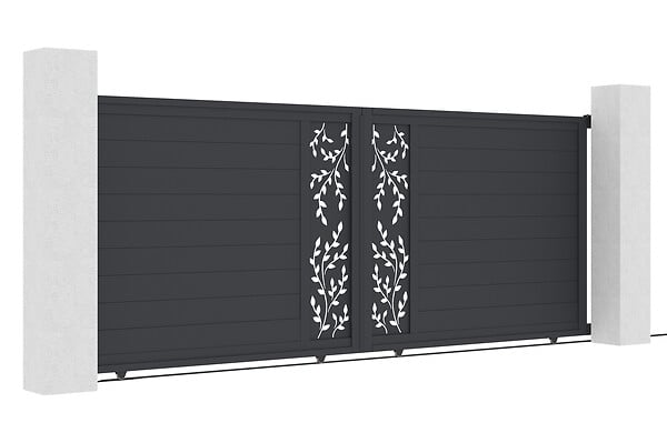 CASANOOV - Casanoov Portail coulissant 4 m FOLYA H.160  cm + Portillon 1m FOLYA aluminium gris H.160 cm - large