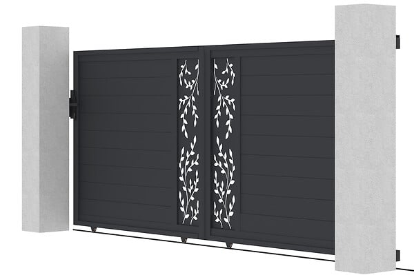 CASANOOV - Casanoov Portail coulissant 4 m FOLYA H.160  cm + Portillon 1m FOLYA aluminium gris H.160 cm - large