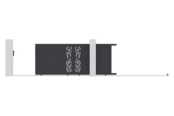 CASANOOV - Casanoov Portail coulissant 4 m FOLYA H.160  cm + Portillon 1m FOLYA aluminium gris H.160 cm - large