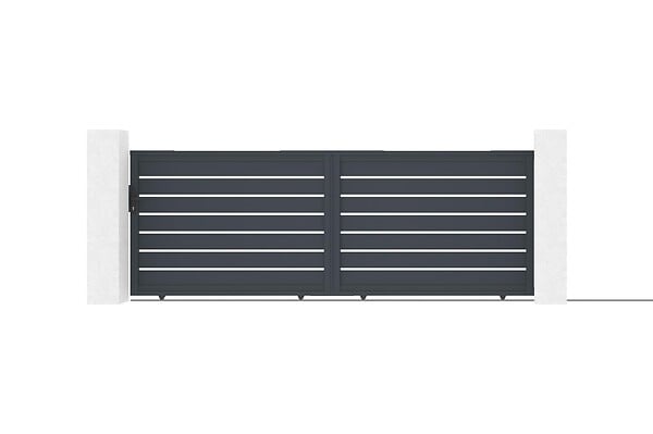 CASANOOV - Casanoov Portail coulissant 4 m VOGEL H.140  cm + 2 poteaux aluminium gris ELDA - large