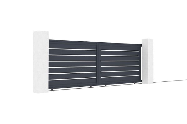 CASANOOV - Casanoov Portail coulissant 4 m VOGEL H.140  cm + 2 poteaux aluminium gris ELDA - large