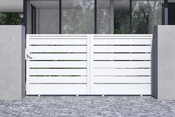 CASANOOV - Casanoov Portail coulissant 3 m VOGEL H.140  cm + Portillon 1m VOGEL H.140  cm aluminium blanc - large