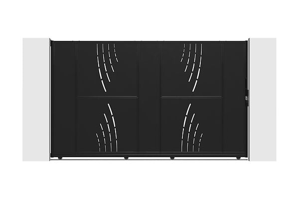 CASANOOV - Casanoov Portail coulissant acier 3 m NALI VELETA H.180  cm noir + Portillon H.180  cm noir - large