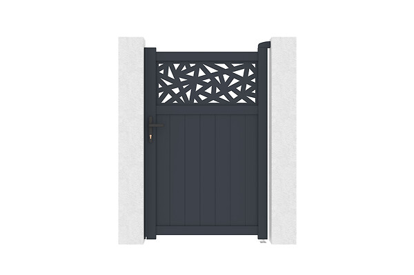 CASANOOV - Casanoov Portail coulissant 5 m DOLOMITE RUIVO H.160  cm aluminium gris + Portillon 1m DOLOMITE RUIVO H.160  cm aluminium gris - large