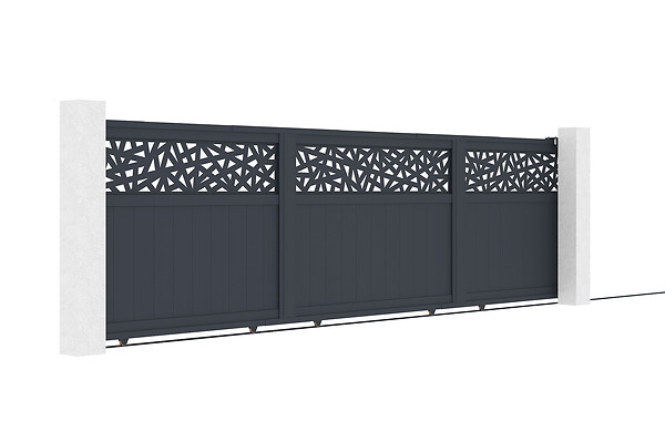 CASANOOV - Casanoov Portail coulissant 5 m DOLOMITE RUIVO H.160  cm aluminium gris + Portillon 1m DOLOMITE RUIVO H.160  cm aluminium gris - large