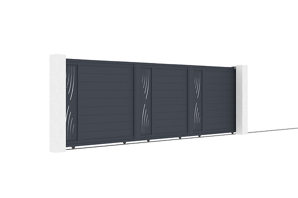 CASANOOV - Casanoov Portail coulissant 5 m VELETA H.160  cm alu + portillon VELETA H160 GRIS - large