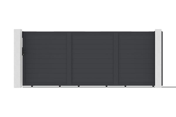 CASANOOV - Casanoov Portail coulissant 4,5 m EIGER H.180  cm + portillon EIGER H.180  cm gris - large