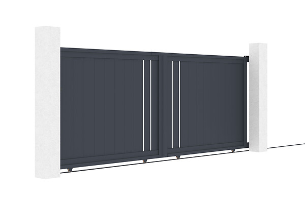 CASANOOV - Casanoov Portail coulissant 3,5x1,4 m GIONA + 2 poteaux EIFEL H.166  cm Gris - large