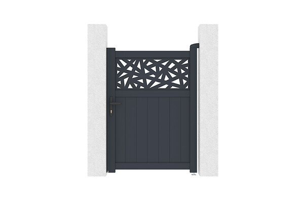 CASANOOV - Casanoov Portail coulissant 5 m DOLOMITE RUIVO H.140  cm aluminium gris + Portillon 1m DOLOMITE RUIVO H.140  cm aluminium gris - large