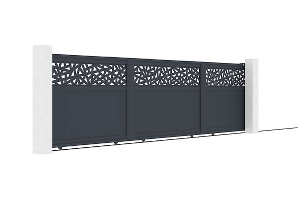 CASANOOV - Casanoov Portail coulissant 5 m DOLOMITE RUIVO H.140  cm aluminium gris + Portillon 1m DOLOMITE RUIVO H.140  cm aluminium gris - large