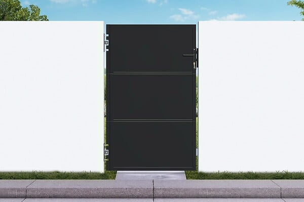 CASANOOV - Casanoov Portail coulissant acier 3 m NALI H.160  cm noir + Portillon H.160  cm noir - large
