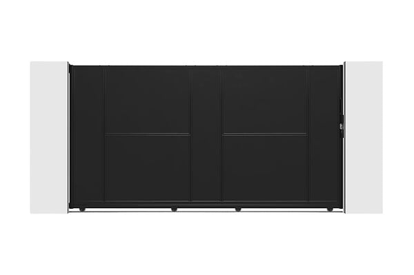 CASANOOV - Casanoov Portail coulissant acier 3 m NALI H.160  cm noir + Portillon H.160  cm noir - large
