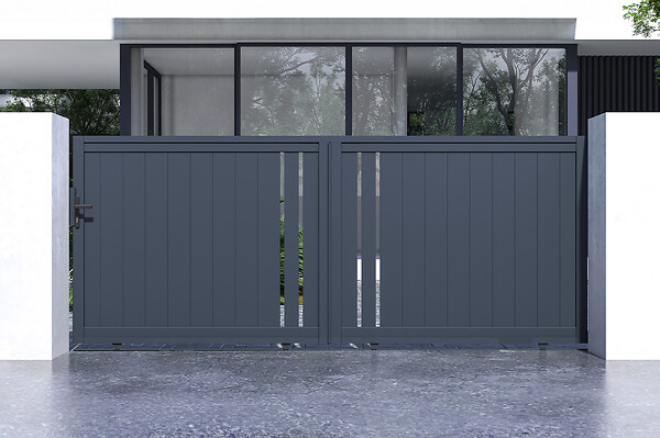 CASANOOV - Casanoov Portail coulissant 3,5 m GIONA H.140  cm alu gris + Portillon 1M CIMONE H.140  cm alu - large