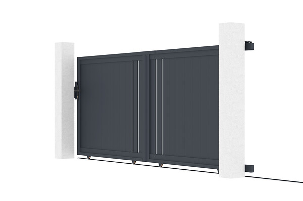 CASANOOV - Casanoov Portail coulissant 3,5 m GIONA H.140  cm alu gris + Portillon 1M CIMONE H.140  cm alu - large