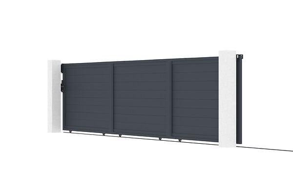 CASANOOV - Casanoov Portail coulissant 6 m EIGER H.140  cm alu + portillon EIGER H140 GRIS - large