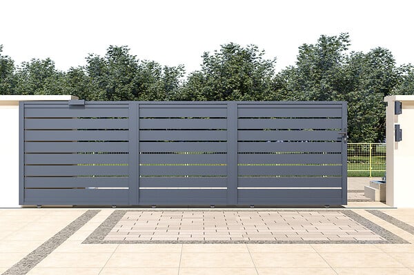 CASANOOV - Casanoov Portail coulissant 5x1,6 m VOGEL aluminium Gris - large