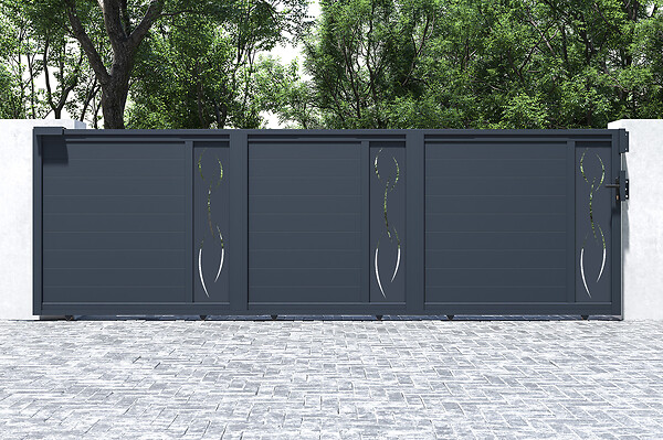 CASANOOV - Casanoov Portail coulissant 5 m LIFE H.160 aluminium gris - large