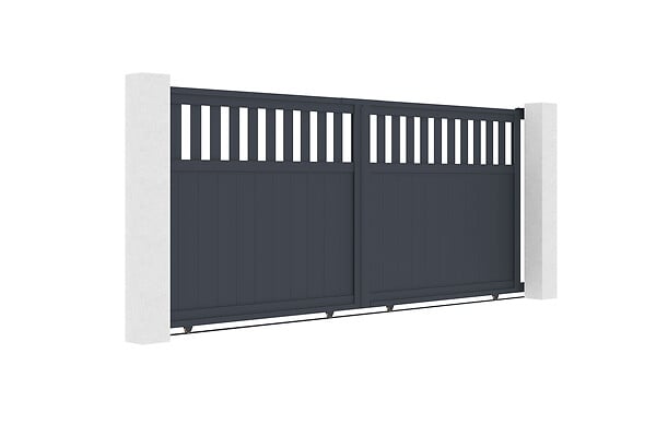 CASANOOV - Casanoov Portail coulissant 3,7 m SANTIS H.160  cm + Portillon 1m SANTIS H.160  cm aluminium gris - large
