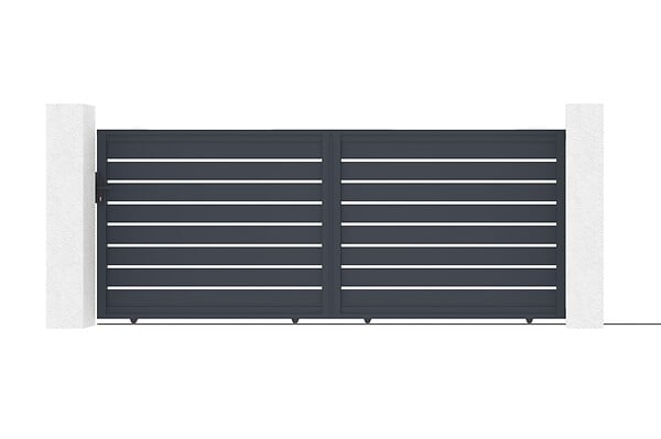 CASANOOV - Casanoov Portail coulissant 4 m VOGEL H.160  cm + 2 poteaux aluminium gris ELDA - large