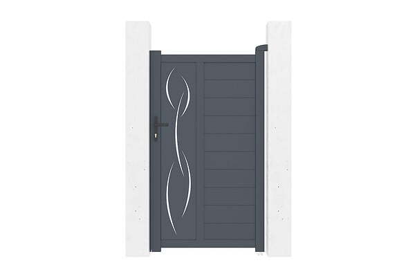 CASANOOV - Casanoov Portail coulissant 3 m LIFE H.180  cm + Portillon 1m LIFE H.180  cm aluminium gris - large