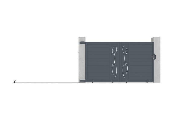CASANOOV - Casanoov Portail coulissant 3 m LIFE H.180  cm + Portillon 1m LIFE H.180  cm aluminium gris - large