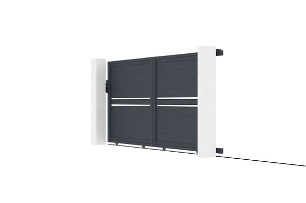 CASANOOV - Casanoov Portail coulissant 3 m CIMONE H.160  cm alu + portillon CIMONE H.160  cm GRIS - large